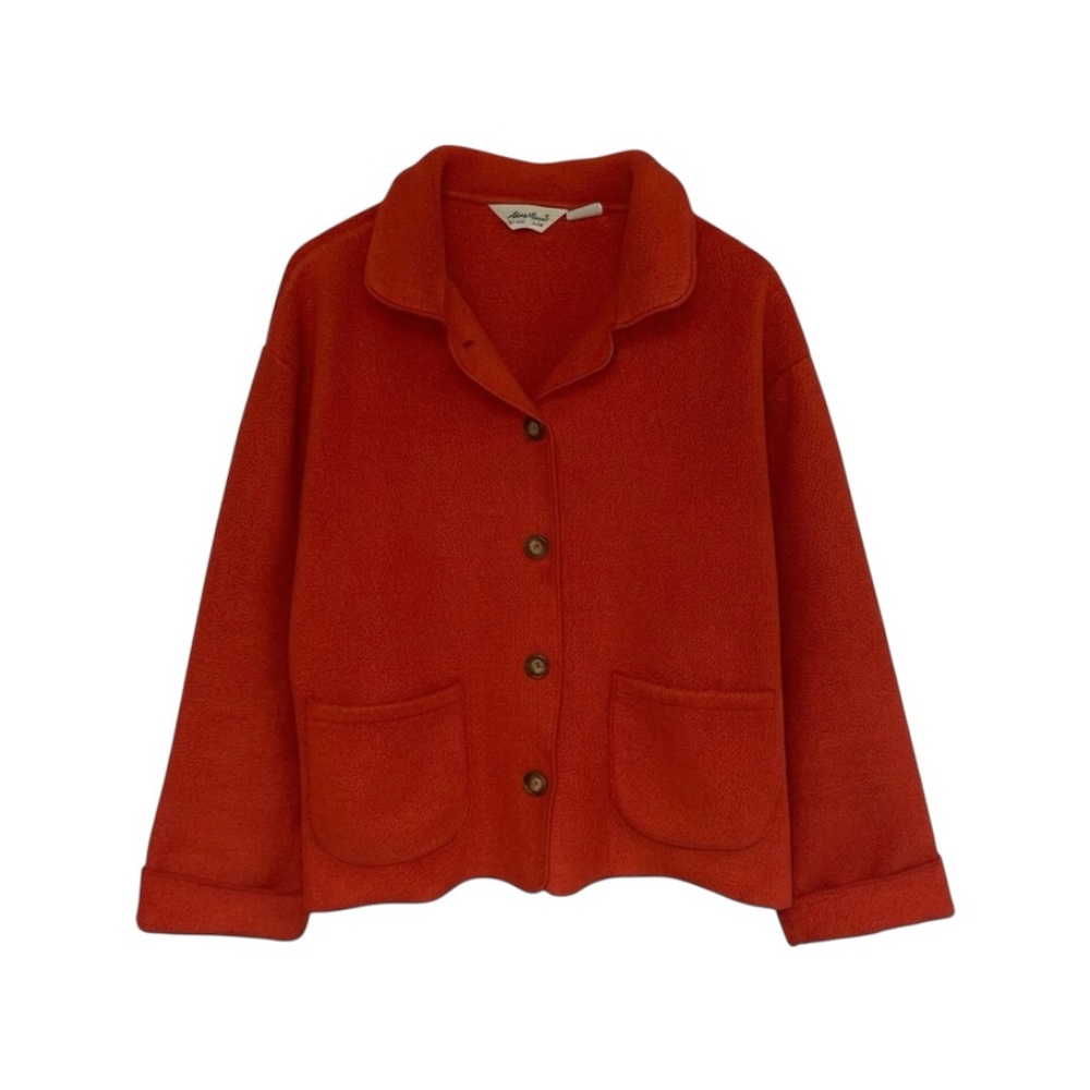 Vintage Eddie Bauer Cardigan Women’s Size Medium‎ Orange Fleece Button Sweater